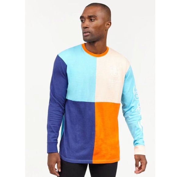 NWOT Reason Clothing Color Block Long Sleeve Tee M - Picture 1 of 9